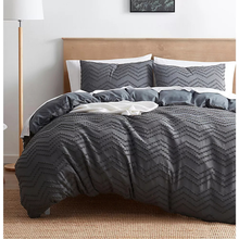 Queen Duvet/Tufted Chevron Slip Cover - Charcoal Grey