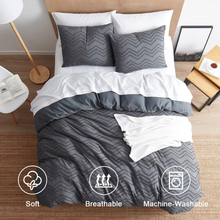 Queen Duvet/Tufted Chevron Slip Cover - Charcoal Grey
