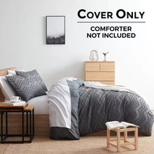 Queen Duvet/Tufted Chevron Slip Cover - Charcoal Grey