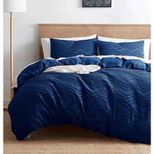 King Duvet/Tufted Chevron Slip Cover - Navy
