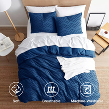 King Duvet/Tufted Chevron Slip Cover - Navy