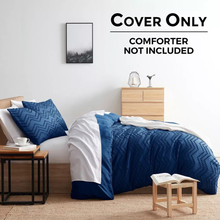 King Duvet/Tufted Chevron Slip Cover - Navy