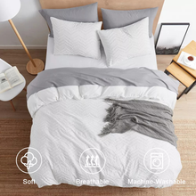 King Duvet/Tufted Chevron Slip Cover - White
