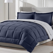 Reversible Comforter Insert - King - Navy/ Grey